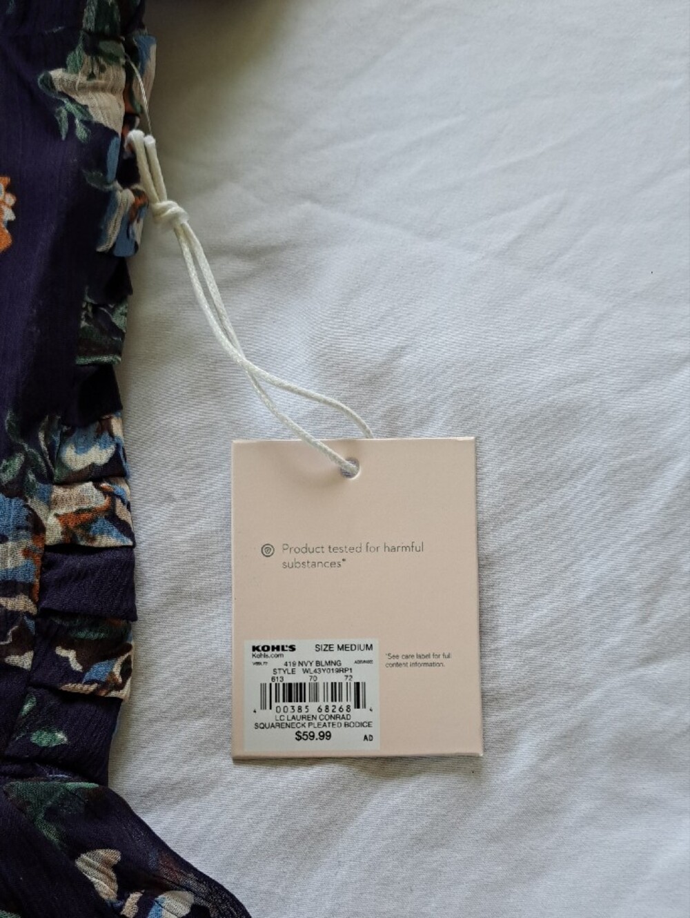 NWT LC Lauren Conrad Navy Floral Romantic Puff-Sleeve Midi Dress Garden Party M - Picture 13 of 16